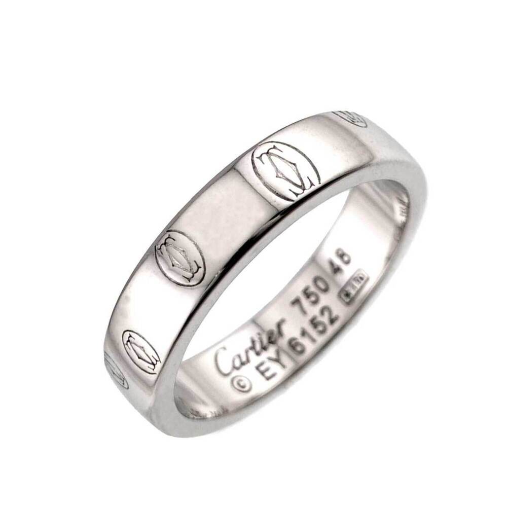 Cartier Happy Birthday Ring SM #48 18K WG White Gold 750 Logo